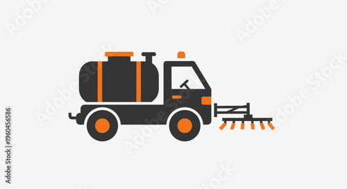 Street Sweeper Vehicle Icon Modern Flat Design For Urban Services
