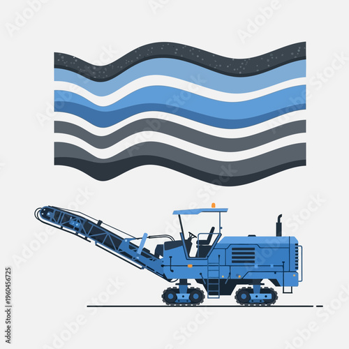 Road Milling Machine Operating On Layered Asphalt Substrate Construction Process
