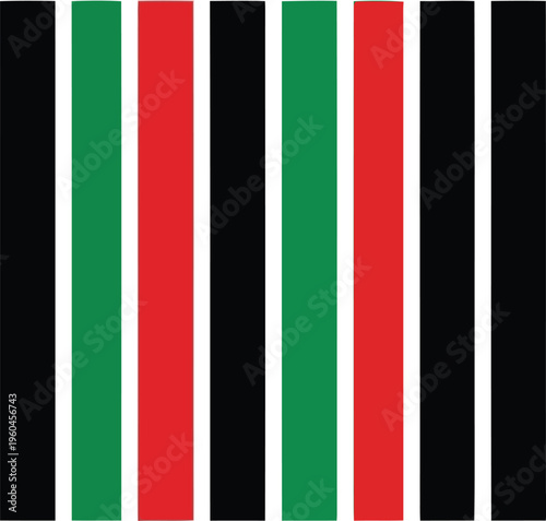 Pan African Flag Colors Vertical Stripes Pattern Minimalist Graphic Design Element for Cultural Celebration Projects