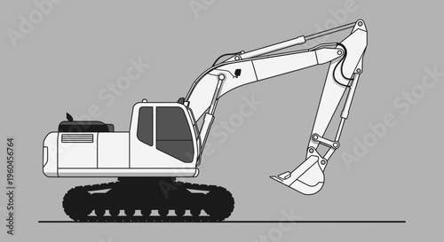 Stylized Excavator Construction Vehicle Vector Art Clean Minimalist Design