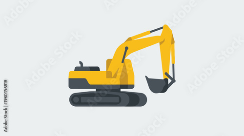 Stylized Yellow Excavator Machine Construction Equipment Icon