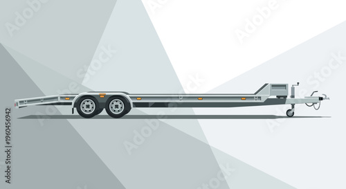Sleek Double Axle Flatbed Trailer Vector Illustration For Transportation