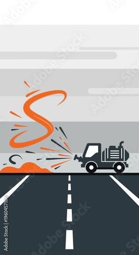 Road Surface Treatment Vehicle Applying Hot Material For Sealing Asphalt