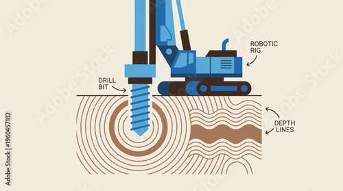 Robotic Drilling Rig Excavates Deep Earth Layers With Precision Drill Bit Technology