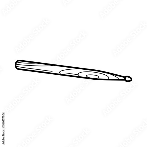 Wooden Drumstick Outline Icon - Simple Line Art Drawing of a Percussion Instrument Stick
