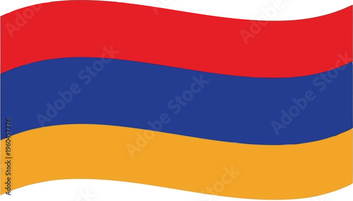 Waving National Flag of Armenia Official State Symbol With Red Blue and Orange Horizontal Stripes