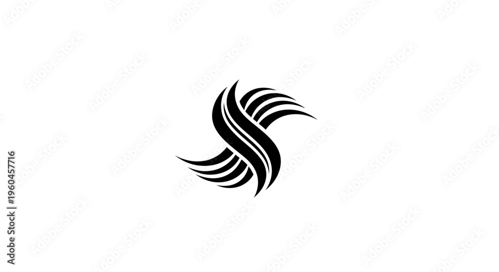 Obraz premium Abstract Black Swirl Logo on White Background - Modern Design Element