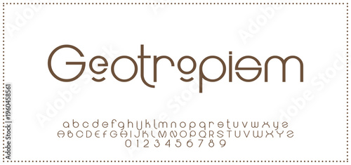 Round, Abstract technology science alphabet font. digital space typography vector illustration design