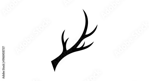 Black silhouette of an antler on a white background