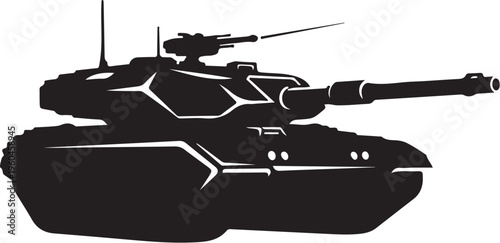 Military tank, black silhouette, combat vehicle, warfare icon