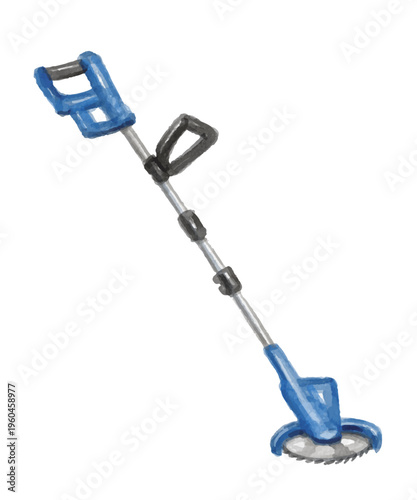Watercolor grass trimmer isolated on white background