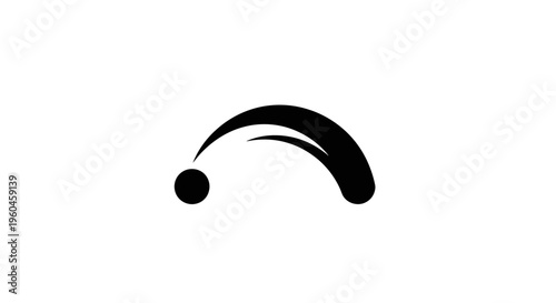 A minimalist black graphic design element on a white background.