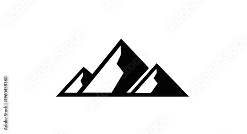 Simple black silhouette of three mountain peaks on a white background.