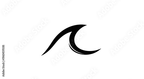 Black wave symbol on a white background with a minimalist design.