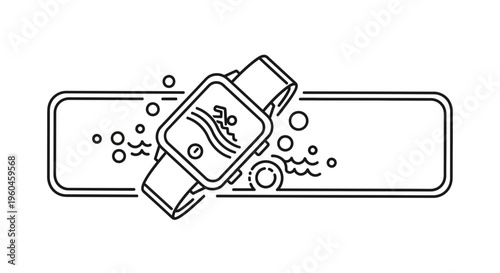 Smartwatch swimming mode icon displaying aquatic activity tracking features for water-resistant