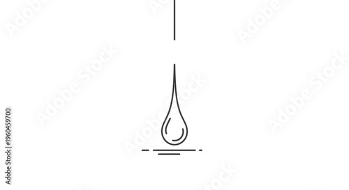 Clean outline drawing of a descending fluid sphere, symbolizing pristine wetness and natural cycle