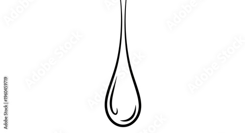Elegant monochrome liquid drop outline illustration on a stark white background graphic design