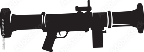 Silhouette assault rifle, black firearm icon, vector gun graphic, military weapon illustration