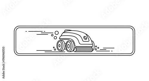 Automated swimming pool cleaning robot line art illustration for modern home maintenance solutions