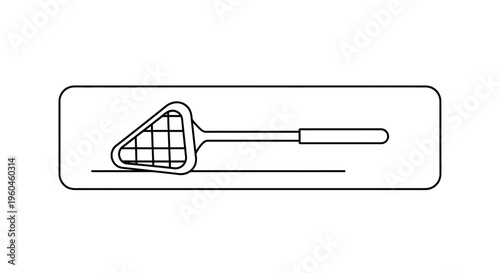 Minimalist line art illustration of a kitchen potato masher cooking tool for food preparation