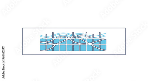 Stylized intricate mesh network with dynamic fluid elements structural connections illustration
