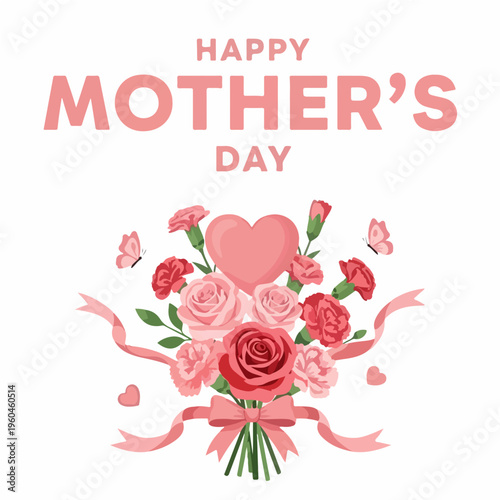 Festive Vector Poster Design Happy Mother's Day Flat Illustration of Event 