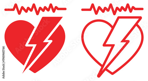 Heart first aid defibrillator icon, symbolizing emergency medical care, CPR, heart health, life-saving response, and healthcare concept vector