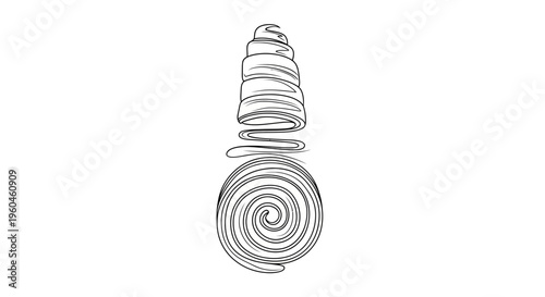 Elegant continuous line art creating a whimsical spiral structure with graceful upward flow
