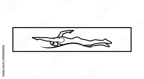 Dynamic swimmer performing freestyle stroke in water for sports and fitness design