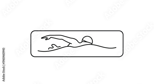 Sleek monochromatic line illustration of a swimmer in motion, perfect for active lifestyle themes