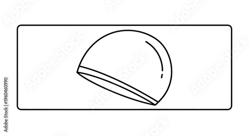 Sleek minimalist line art illustration of a swimming cap essential for water sports and