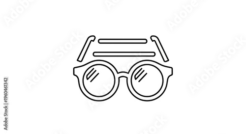 Minimalist line icon depicting modern eyewear with advanced features or modular design elements