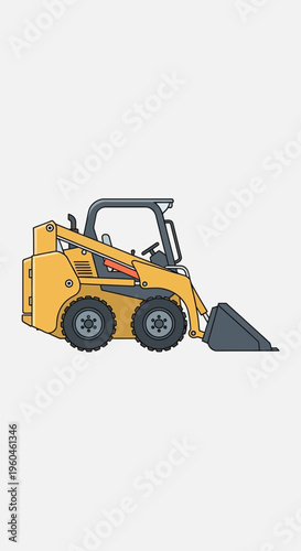 Yellow Bobcat Skid Steer Loader Compact Construction Equipment Illustration