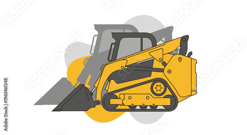Yellow Bobcat Skid Steer Loader Vector Illustration Industrial Machine