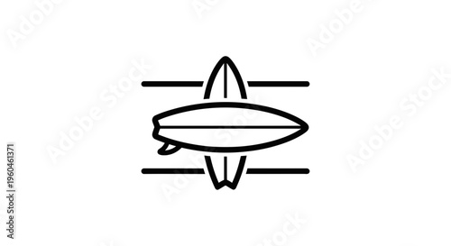 Clean outline surfboard icon for ocean sports and recreational activities design element