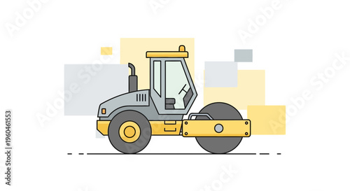 Vibrant Compactor Machine Illustration Ready For Construction Projects