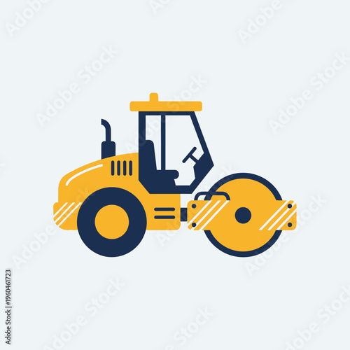 Vibrant Yellow Steamroller Machine For Road Construction And Compaction Tasks