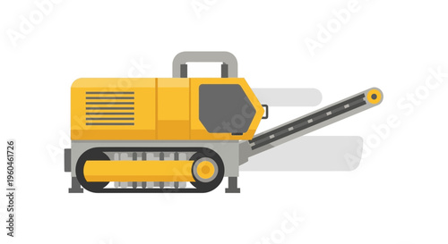 Yellow Construction Machinery With Conveyor Belt On Tracks Industrial Equipment