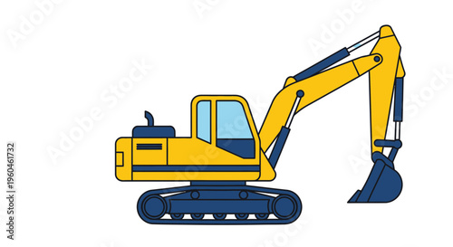 Vibrant Excavator Machine Illustration Minimalist Construction Vehicle Graphic
