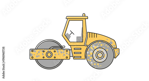 Yellow Construction Roller Compactor With Textured Wheels And Drum