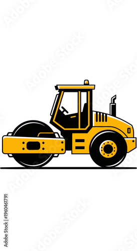Vibrant Yellow Steamroller Ready for Road Construction Projects