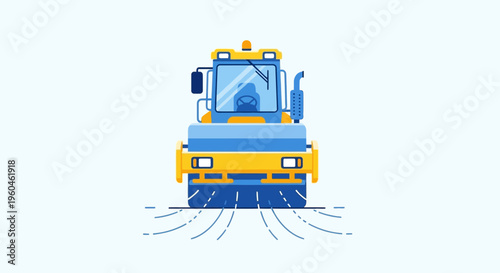Vibrant Industrial Sweeper Machine Icon With Abstract Flowing Lines