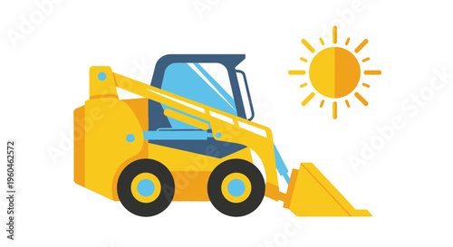 Vibrant Skid Steer Loader Working Under Sunny Skies