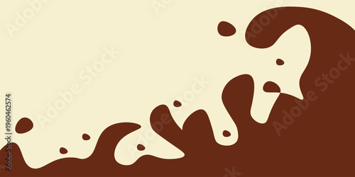 Coffee or chocolate liquid texture. Cocoa splash vector background. Abstract liquid brown waves illustration.