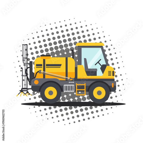 Yellow Agricultural Sprayer Machine Industrial Vehicle Graphic