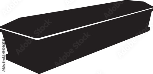 Coffin, black casket, funeral box, burial container, vector