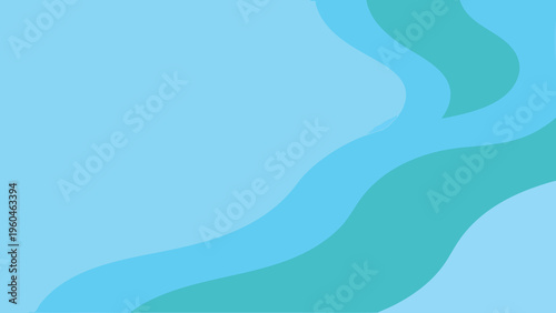 Abstract flowing shapes in shades of teal and light blue