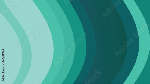 Abstract background with curved stripes in varying teal shades