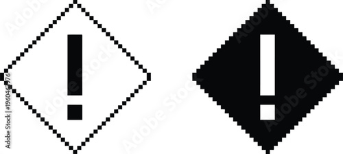 Warning exclamation mark icons, hazard alert diamond signs, caution vector symbols set