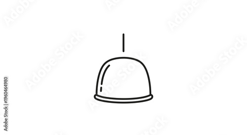Minimalist outline illustration of a classic bell shape or simple cloche icon perfect for various
